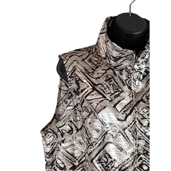 Weekends By Chicos Argyle Diamond Tan Lightweight Vest Cinch Waist Size 2 Large - Picture 5 of 10